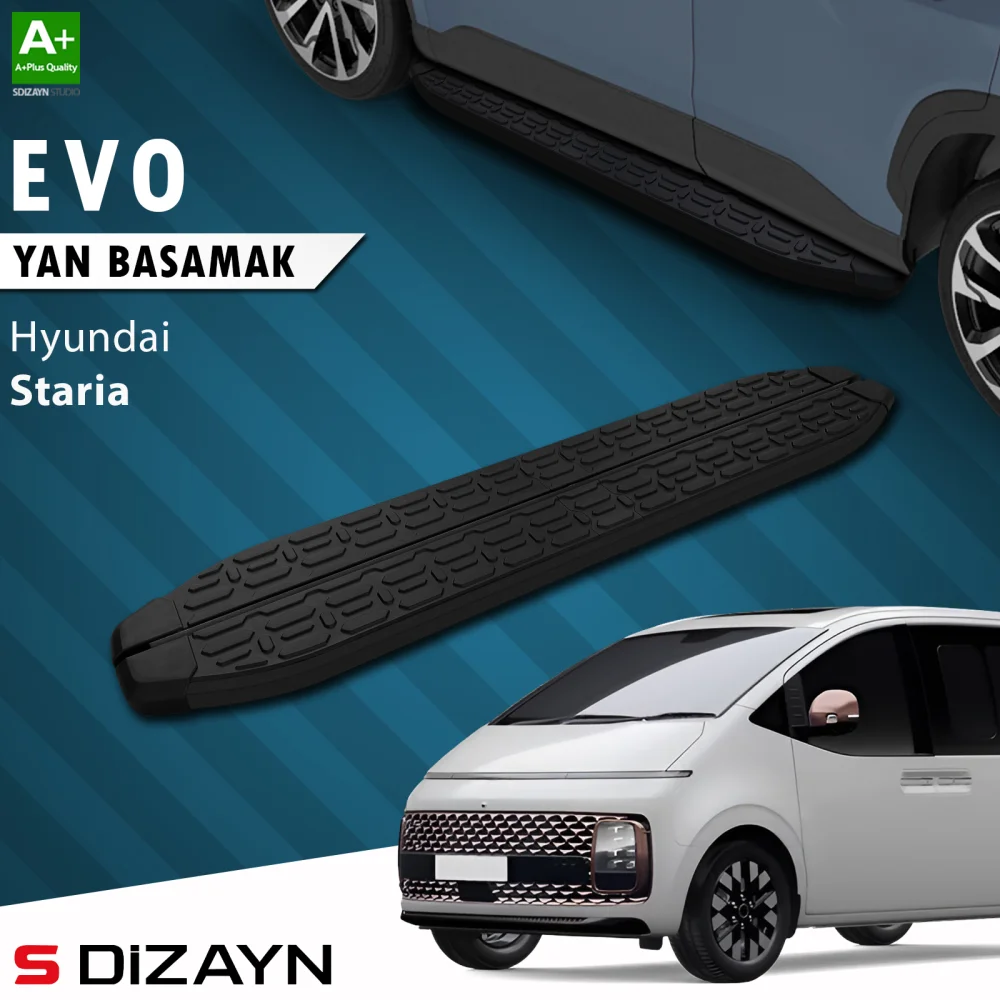 S-Dizayn Hyundai Staria Evo Siyah Yan Basamak 233 Cm 2021 Üzeri A+ Kalite