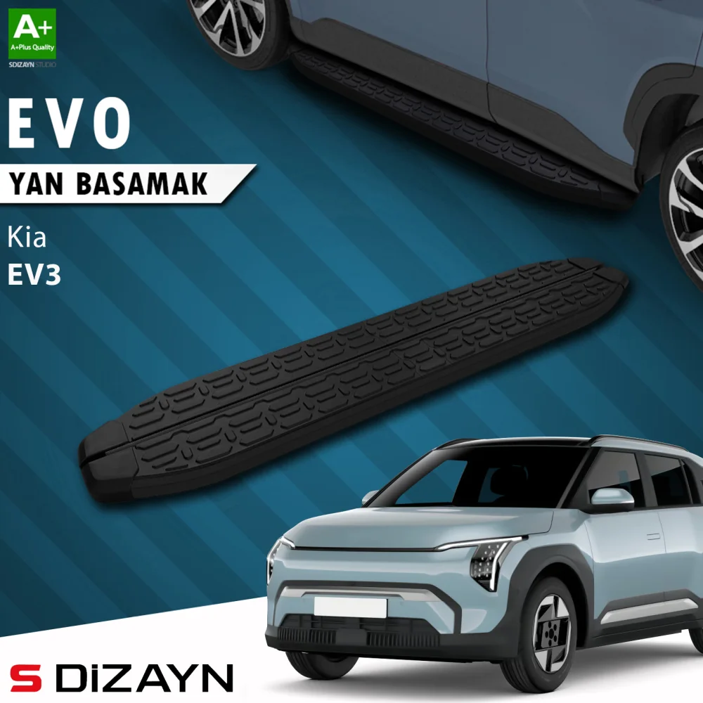 S-Dizayn Kia EV3 Evo Siyah Yan Basamak 183 Cm 2025 Üzeri A+ Kalite