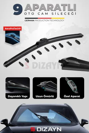 S-Dizayn 9 Aparatlı Oto Cam Sileceği 50 Cm 20 İnç Universal A+ Kalite thumb 2