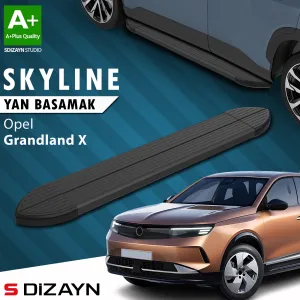 Opel Grandland 2021-Günümüz (Grandland) uyumlu 2 Elektrikli Skyline Siyah Yan Basamak 193 Cm 2024 Üzeri A+ Kalite modelleri DRS Tuning'de. Kaliteli malzeme,