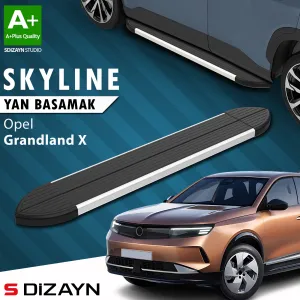 Opel Grandland 2021-Günümüz (Grandland) uyumlu 2 Hybrid Benzinli Skyline Aluminyum Yan Basamak 193 Cm 2024 Üzeri A+ Kalite modelleri DRS Tuning'de. Kaliteli