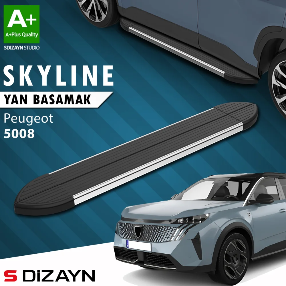 S-Dizayn Peugeot 5008 3 Elektrikli Skyline Krom Yan Basamak 203 Cm 2024 Üzeri A+ Kalite