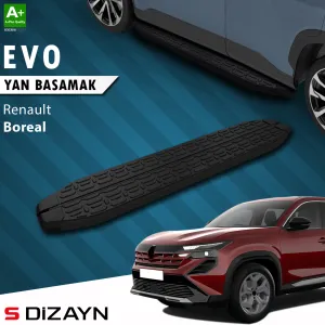 S-Dizayn Renault Boreal Evo Siyah Yan Basamak 183 Cm 2025 Üzeri A+ Kalite