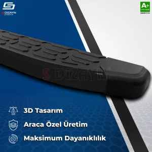 S-Dizayn Renault Boreal Evo Siyah Yan Basamak 183 Cm 2025 Üzeri A+ Kalite - Görsel 4