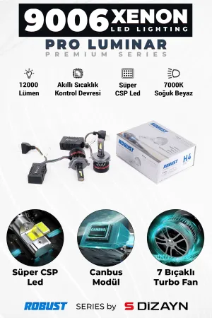 Universal uyumlu Pro Luminar Led Xenon 9006 / 60W / 12000LM / 7000K A+ Kalite modelleri Oto Aksesuar Shop'de. Kaliteli malzeme, hızlı kargo ve güvenli