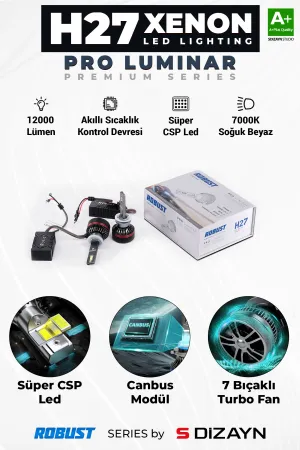 Universal uyumlu Pro Luminar H27 Led Xenon / 60W / 12000LM / 7000K A+ Kalite modelleri Oto Aksesuar Shop'de. Kaliteli malzeme, hızlı kargo ve güvenli