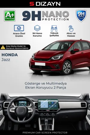 S-Dizayn Honda Jazz 9H Nano Gösterge Ve Multimedya Ekran Koruyucu 2'Li Set (Parlak) 2021 Üzeri A+ Kalite