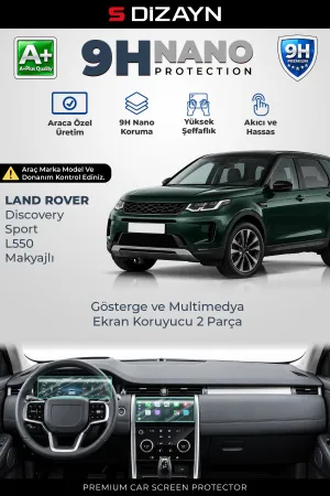 S-Dizayn Land Rover Discovery Sport Makyajlı 9H Nano Gösterge Ve Multimedya Ekran Koruyucu 2'Li Set (Parlak) 2020-2023 A+ Kalite
