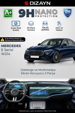 S-Dizayn Mercedes E Serisi W214 9H Nano Gösterge Ve Multimedya Ekran Koruyucu 2'Li Set (Parlak) 2024 Üzeri A+ Kalite