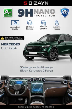 S-Dizayn Mercedes Glc X254 9H Nano Gösterge Ve Multimedya Ekran Koruyucu 2'Li Set (Parlak) 2023 Üzeri A+ Kalite