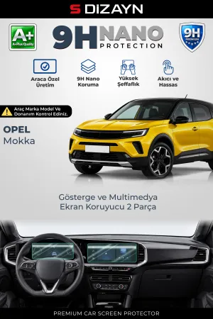 S-Dizayn Opel Mokka Gs Line, Elegance Ve Ultimate 9H Nano Gösterge Ve Multimedya Ekran Koruyucu 2'Li Set (Parlak) 2021-2024 A+ Kalite