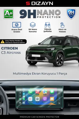 S-Dizayn Citroen C3 Aircross 10.25 İnç 9H Nano Multimedya Ekran Koruyucu (PARLAK) 2024 Üzeri A+ Kalite
