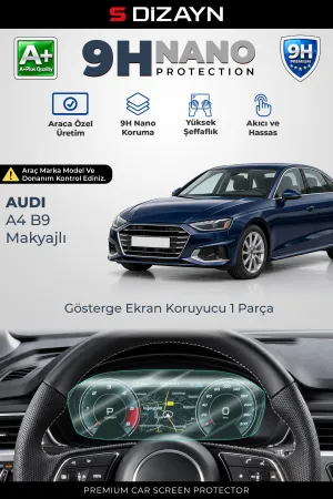 S-Dizayn Audi A4 Makyajlı 12.3 İnç 9H Nano Gösterge Ekran Koruyucu (Parlak) 2019-2024 A+ Kalite