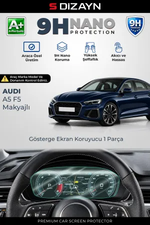 S-Dizayn Audi A5 Makyajlı 12.3 İnç 9H Nano Gösterge Ekran Koruyucu (Parlak) 2020-2024 A+ Kalite