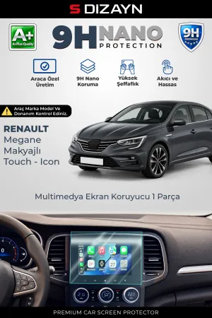 S-Dizayn Renault Megane Sedan Makyajlı Touch ve Icon 7 İnç 9H Nano Multimedya Ekran Koruyucu (PARLAK) 2021 Üzeri A+ Kalite