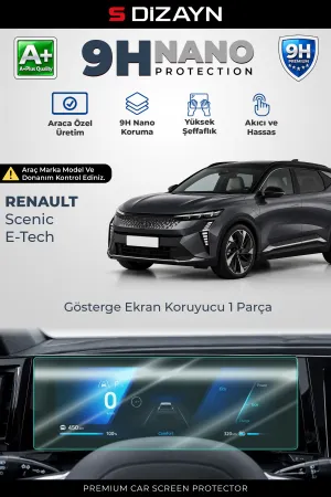 S-Dizayn Renault Scenic E-Tech 12.3 İnç 9H Nano Gösterge Ekran Koruyucu (Parlak) 2024 Üzeri A+ Kalite