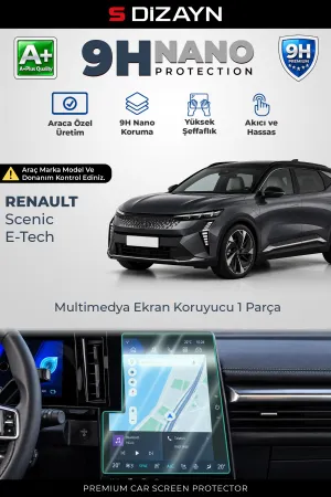 S-Dizayn Renault Scenic E-Tech 12 İnç 9H Nano Multimedya Ekran Koruyucu (PARLAK) 2024 Üzeri A+ Kalite