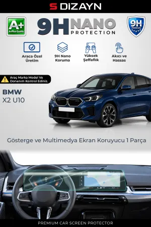 S-Dizayn Bmw X2 U10 10.25 Ve 10.7 İnç 9H Nano Gösterge Ve Multimedya Ekran Koruyucu (Parlak) 2024 Üzeri A+ Kalite