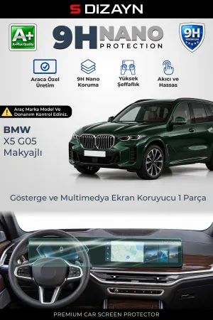 S-Dizayn Bmw X5 G05 Makyajlı 12.3 Ve 14.9 İnç 9H Nano Gösterge Ve Multimedya Ekran Koruyucu 1 Parça (Parlak) 2023 Üzeri A+ Kalite