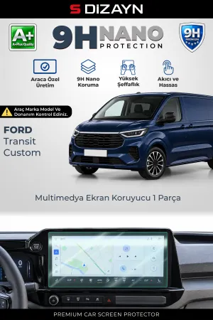 S-Dizayn Ford Transit Custom 13 İnç 9H Nano Multimedya Ekran Koruyucu (Parlak) 2023 Üzeri A+ Kalite