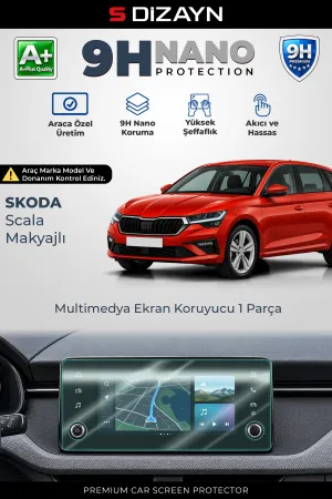 S-Dizayn Skoda Scala Makyajlı 9H Nano Multimedya Ekran Koruyucu (Parlak) 2024 Üzeri A+ Kalite