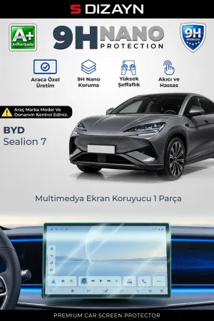 S-Dizayn BYD Sealion 7 15.6 İnç 9H Nano Multimedya Ekran Koruyucu (PARLAK) 2024 Üzeri A+ Kalite