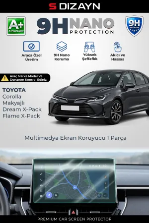 S-Dizayn Toyota Corolla Makyajlı Dream X-Pack Ve Flame X-Pack 10.5 İnç 9H Nano Multimedya Ekran Koruyucu (Parlak) 2022 Üzeri A+ Kalite