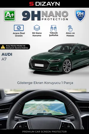 S-Dizayn Audi A7 12.3 İnç 9H Nano Gösterge Ekran Koruyucu (Parlak) 2018-2025 A+ Kalite