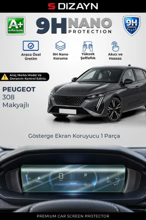 S-Dizayn Peugeot 308 Makyajlı 10 İnç 9H Nano Gösterge Ekran Koruyucu (Parlak) 2025 Üzeri A+ Kalite