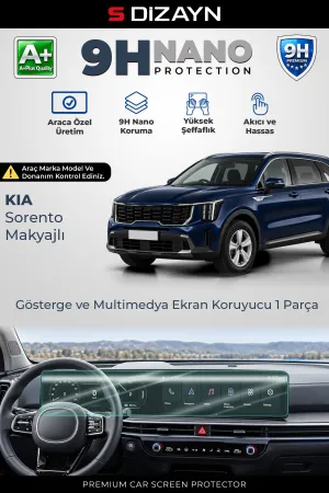 S-Dizayn Kia Sorento Makyajlı 12.3 İnç 9H Nano Gösterge Ve Multimedya Ekran Koruyucu 1 Parça (Parlak) 2023 Üzeri A+ Kalite