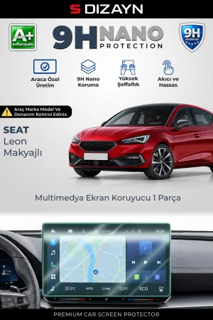 S-Dizayn Seat Leon Makyajlı 12.9 İnç 9H Nano Multimedya Ekran Koruyucu (Parlak) 2024 Üzeri A+ Kalite