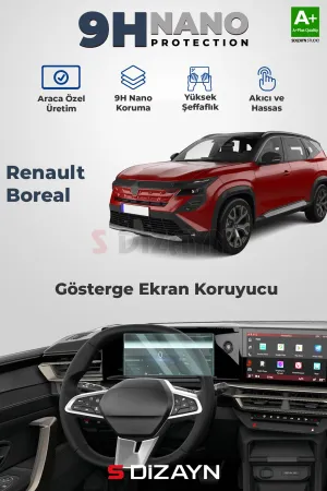 S-Dizayn Renault Boreal 9H Nano Gösterge Ekran Koruyucu (Parlak) 2025 Üzeri A+ Kalite
