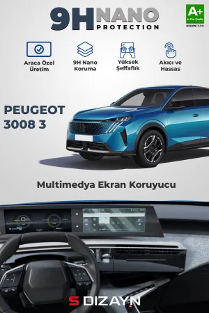 S-Dizayn Peugeot 3008 3 10 İnç 9H Nano Multimedya Ekran Koruyucu (Parlak) 2024 Üzeri A+ Kalite