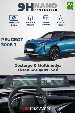 S-Dizayn Peugeot 3008 3 10 İnç 9H Nano Gösterge Ve Multimedya Ekran Koruyucu (Parlak) 2024 Üzeri A+ Kalite