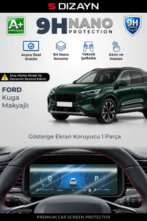 S-Dizayn Ford Kuga Makyajlı Titanium Ve St-Line 9H Nano Gösterge Ekran Koruyucu (Parlak) 2024 Üzeri A+ Kalite