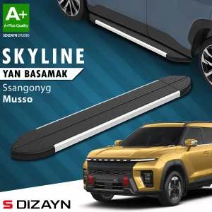 Universal uyumlu Ssangyong Musso Elektrikli Skyline Aluminyum Yan Basamak 223 Cm 2025 Üzeri A+ Kalite modelleri DRS Tuning'de. Kaliteli malzeme, hızlı kargo ve