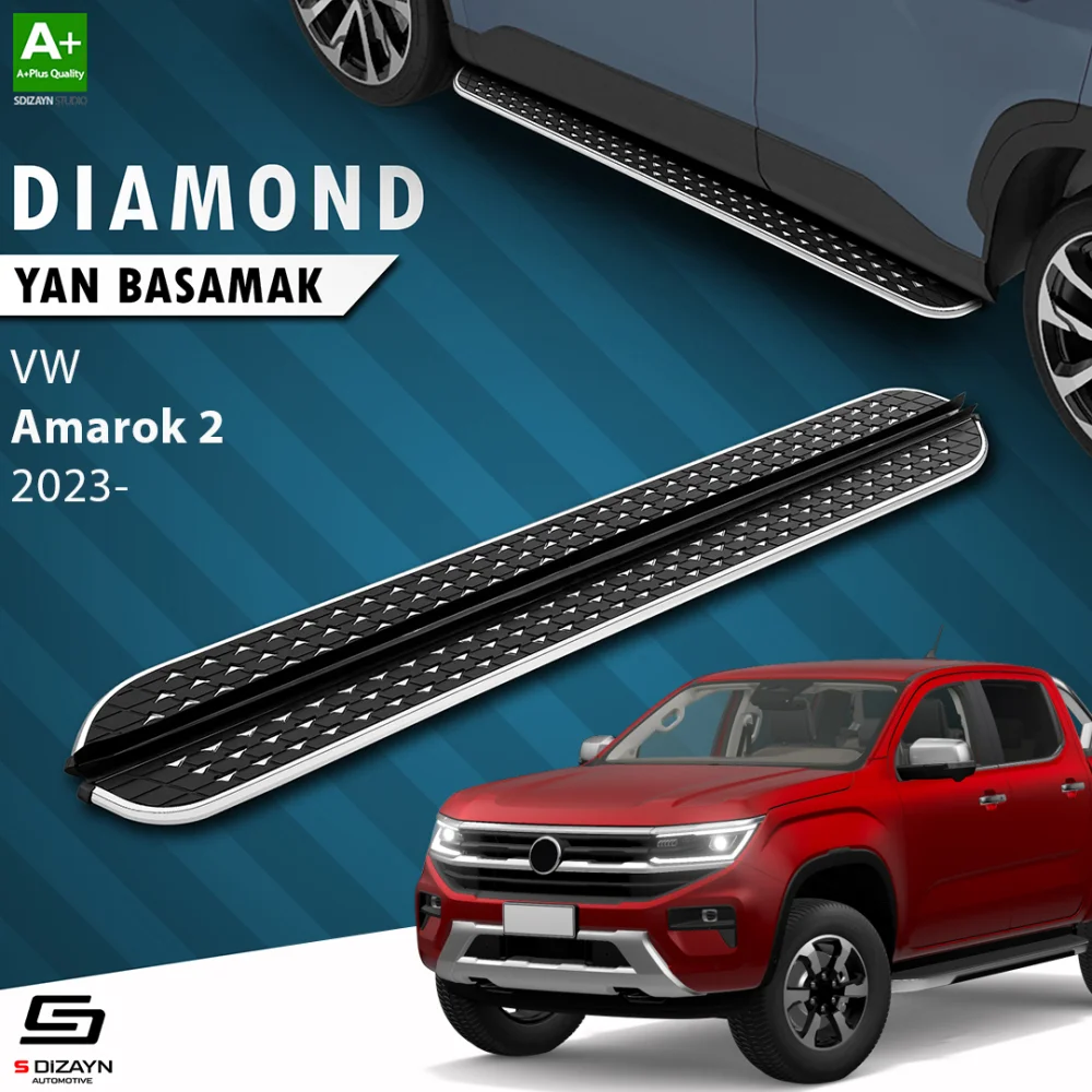 S-Dizayn VW Amarok 2 Diamond Krom Yan Basamak 203 Cm 2023 Üzeri A+ Kalite