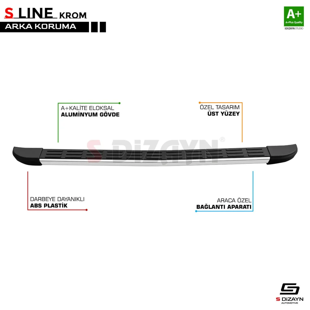 S-Dizayn VW Transporter T4 S-Line Krom Arka Koruma 1995-2003