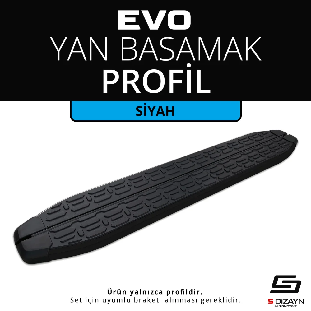 S-Dizayn Evo Siyah Yan Basamak Profil 183 Cm Etekli 36lık