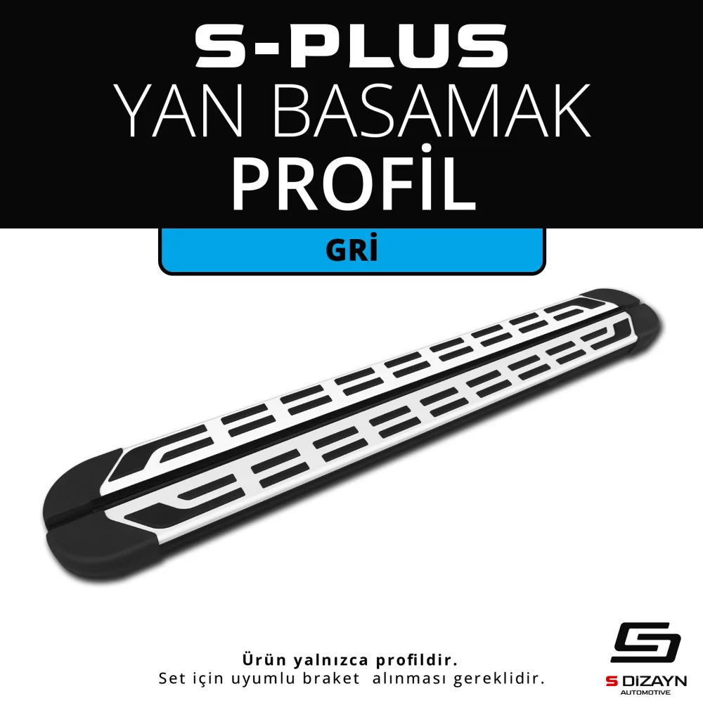 S-Plus Gri Yan Basamak Profil 163 Cm Etekli